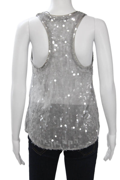 Zara Womens 80s Gray Round Neck Tank Top Polyester Size XS