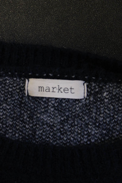 Market Unisex Dark Blue 80s Graphic Crew Neck Long Sleeve Pullover Size L
