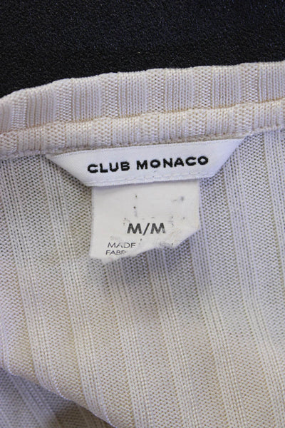Club Monaco Women Basic Striped Round Neck Long Sleeve Blouse Beige Size M