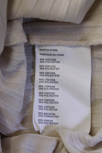 Club Monaco Women Basic Striped Round Neck Long Sleeve Blouse Beige Size M