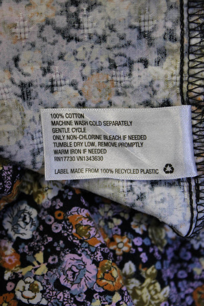Universal Thread Womens Black Floral High Neck 3/4 Sleeve Cotton Blouse Size S