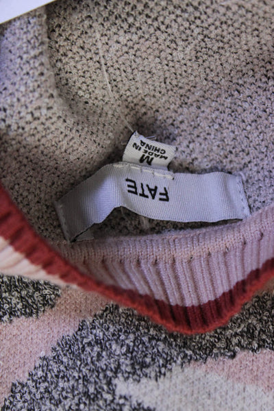 Fate Womens Pink Camo Crew Neck Pullover Sweater Long Sleeve Size M