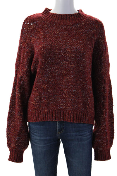Amuse Society Women Pullover Sweater Red Crew Neck Long Sleeve Size S