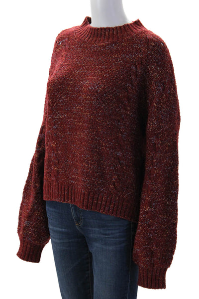 Amuse Society Women Pullover Sweater Red Crew Neck Long Sleeve Size S