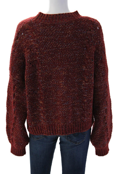 Amuse Society Women Pullover Sweater Red Crew Neck Long Sleeve Size S