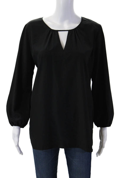 A New York Women Tunic Blouse Black Polyester Round Neck 3/4 Sleeve Size S