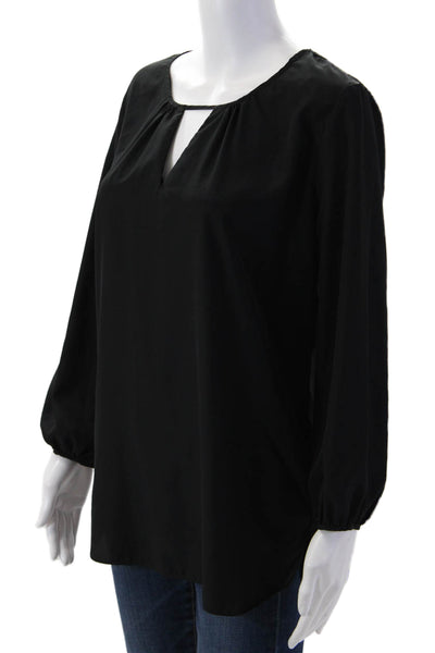 A New York Women Tunic Blouse Black Polyester Round Neck 3/4 Sleeve Size S