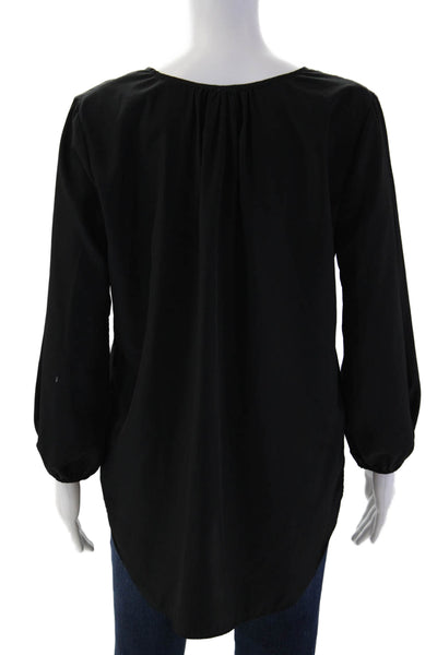 A New York Women Tunic Blouse Black Polyester Round Neck 3/4 Sleeve Size S