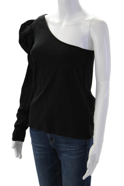 Nation LTD Women Black 80s Long Sleeve Cotton Top Size M