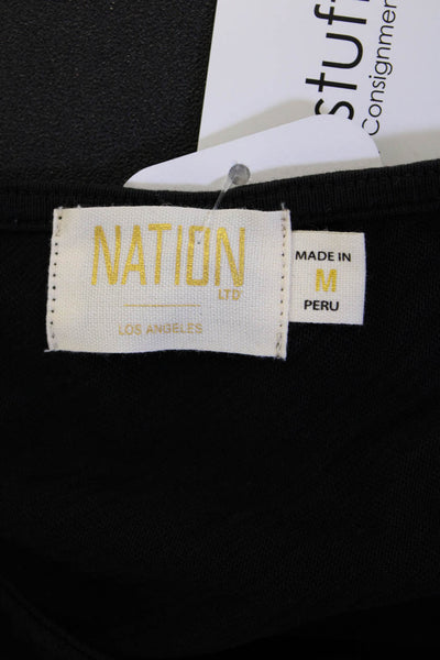 Nation LTD Women Black 80s Long Sleeve Cotton Top Size M