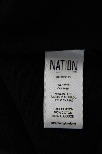 Nation LTD Women Black 80s Long Sleeve Cotton Top Size M