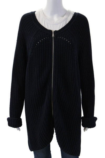 525 America Unisex Dark Blue Full Zip Cardigan 100% Cotton Round Neck Size S