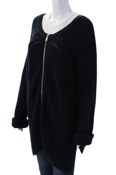 525 America Unisex Dark Blue Full Zip Cardigan 100% Cotton Round Neck Size S