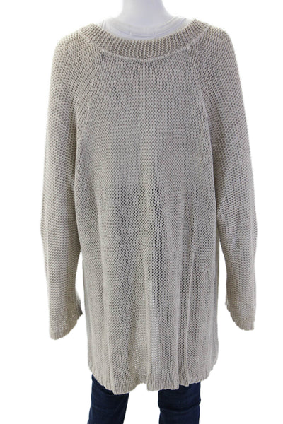 Relais Unisex Pullover Beige V Neck Long Sleeve 90% Cotton Bohemian Size L