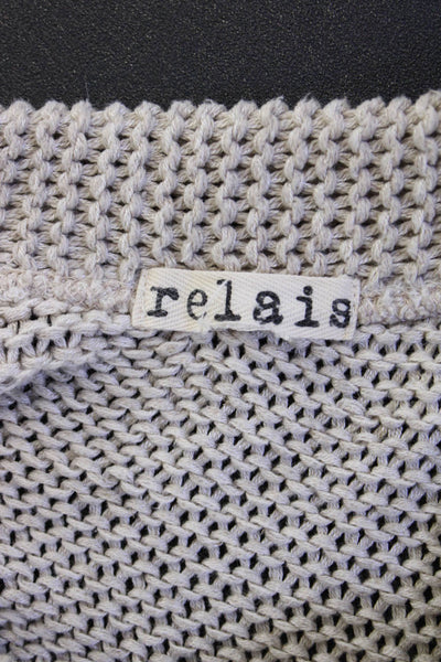 Relais Unisex Pullover Beige V Neck Long Sleeve 90% Cotton Bohemian Size L