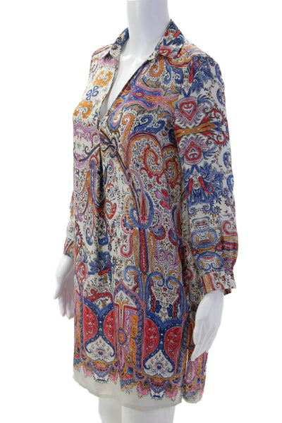 Zara Womens Shirt Dress Multicolor Paisley Long Sleeve Polyester Size M