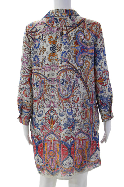 Zara Womens Shirt Dress Multicolor Paisley Long Sleeve Polyester Size M