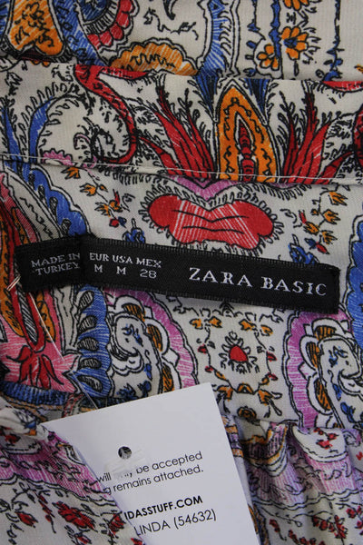 Zara Womens Shirt Dress Multicolor Paisley Long Sleeve Polyester Size M
