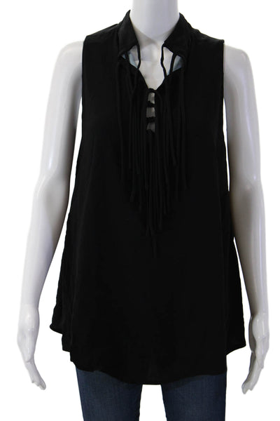 Antonio Berardi Women Black Sleeveless Rayon Elastane Tank Designer Size 40