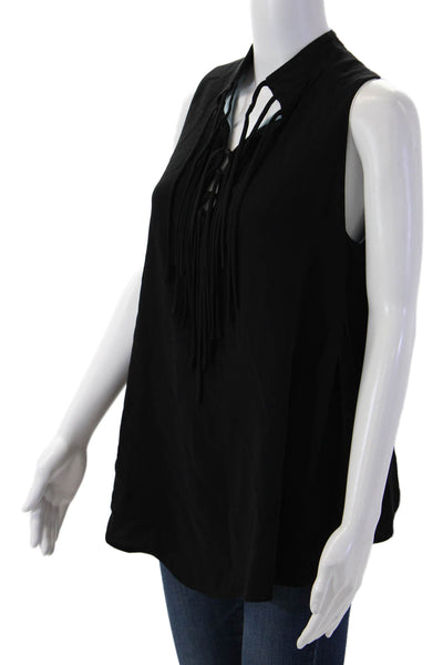 Antonio Berardi Women Black Sleeveless Rayon Elastane Tank Designer Size 40