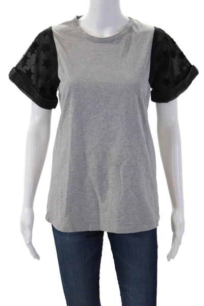 No21 Women Cotton Crew Neck Jersey T-Shirt Short Sleeve Stars Gray Size 40