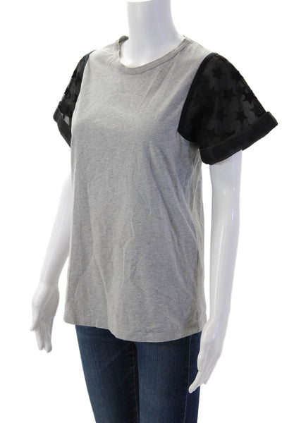 No21 Women Cotton Crew Neck Jersey T-Shirt Short Sleeve Stars Gray Size 40