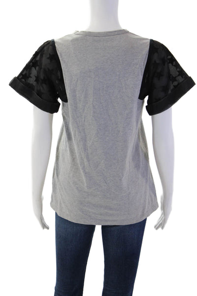 No21 Women Cotton Crew Neck Jersey T-Shirt Short Sleeve Stars Gray Size 40