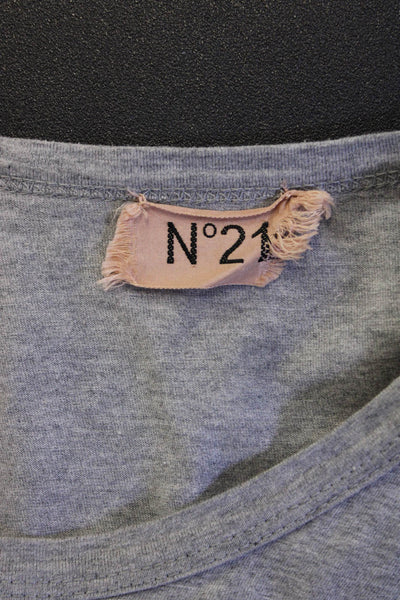 No21 Women Cotton Crew Neck Jersey T-Shirt Short Sleeve Stars Gray Size 40