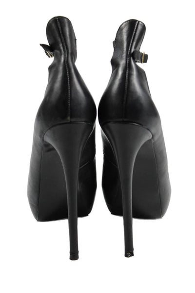 Steve Madden Womens Leather Platform Ankle Strap Larsa Pumps Black Size 9 Medium