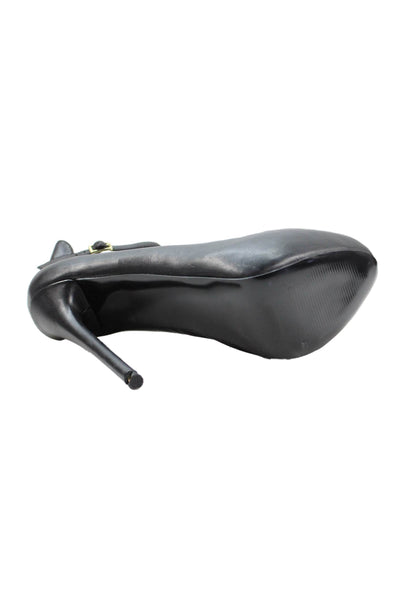 Steve Madden Womens Leather Platform Ankle Strap Larsa Pumps Black Size 9 Medium