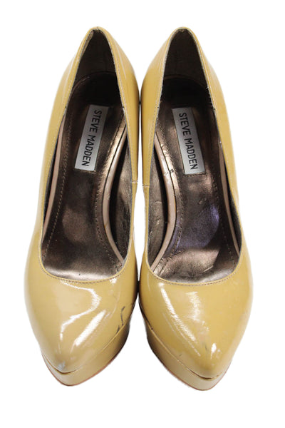 Steve Madden Womens Patent Leather Platform Darrina Pumps Beige Size 9 Medium