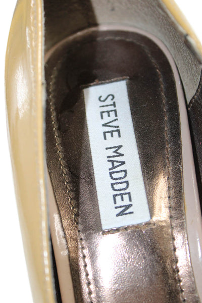 Steve Madden Womens Patent Leather Platform Darrina Pumps Beige Size 9 Medium