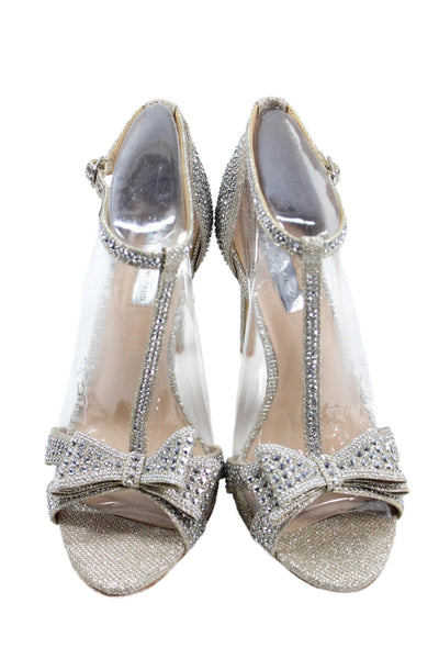 INC International Concepts Womens Jeweled Ressie 2 Sandal Heels Silver Size 9