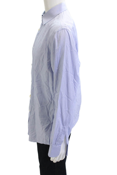 Bloomingdale's Mens Point Collar Dress Shirt Light Blue Striped Size 16