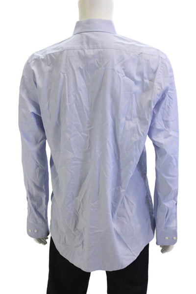 Bloomingdale's Mens Point Collar Dress Shirt Light Blue Striped Size 16