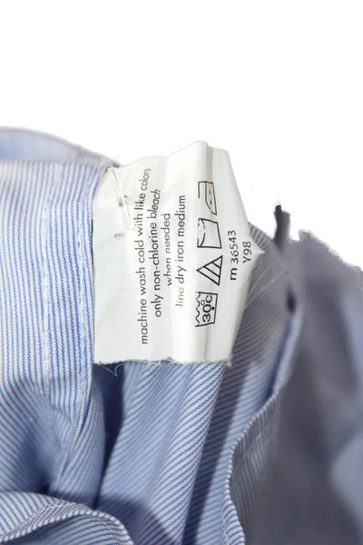 Bloomingdale's Mens Point Collar Dress Shirt Light Blue Striped Size 16
