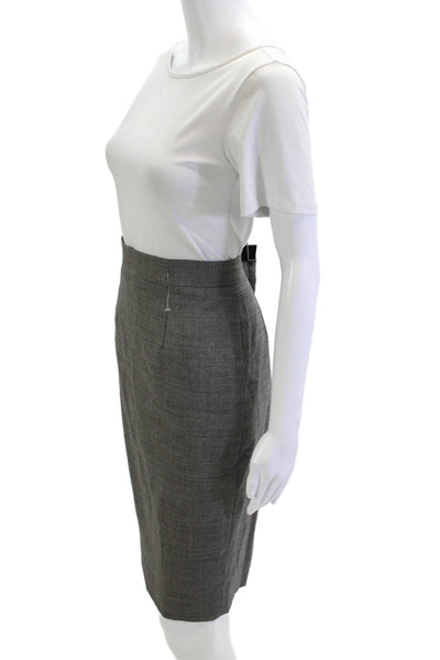 Ann Taylor Women Straight Pencil Midi Skirt Dark Gray Wool Solid Size 4