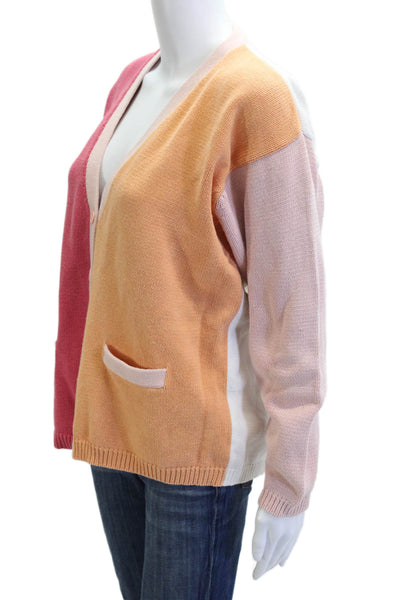 J Crew Unisex Cardigan Orange V-Neck Button Cotton Long Sleeve Size S