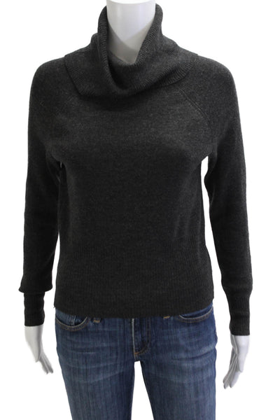 Sarah Spencer Women Dark Gray Italian Merino Wool Turtleneck Pullover Size PM