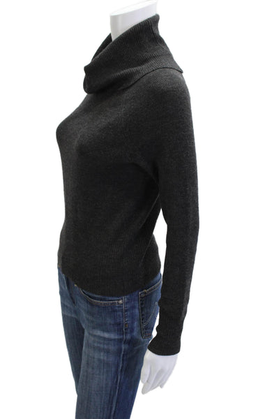 Sarah Spencer Women Dark Gray Italian Merino Wool Turtleneck Pullover Size PM