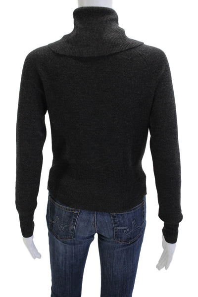 Sarah Spencer Women Dark Gray Italian Merino Wool Turtleneck Pullover Size PM