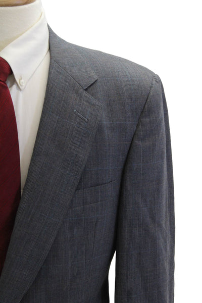 Austin Reed Men's Classic Check 2 Piece Suit Jacket Gray Button Size 40
