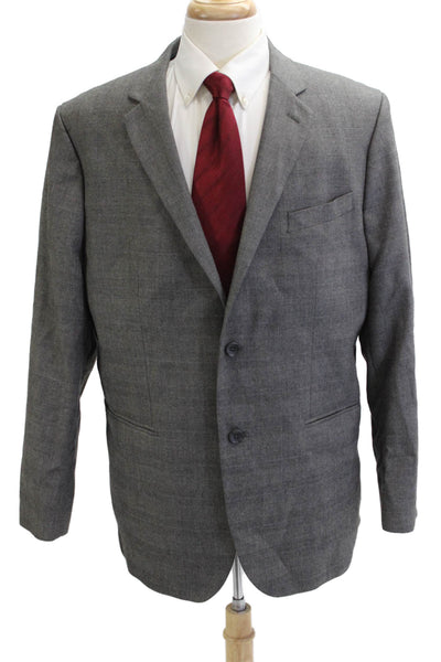 Banana Republic Mens Gray Check Collared Button Blazer Size 46
