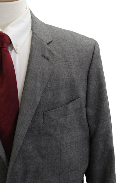Banana Republic Mens Gray Check Collared Button Blazer Size 46