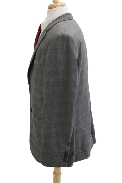 Banana Republic Mens Gray Check Collared Button Blazer Size 46