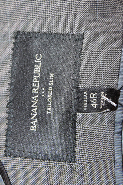 Banana Republic Mens Gray Check Collared Button Blazer Size 46
