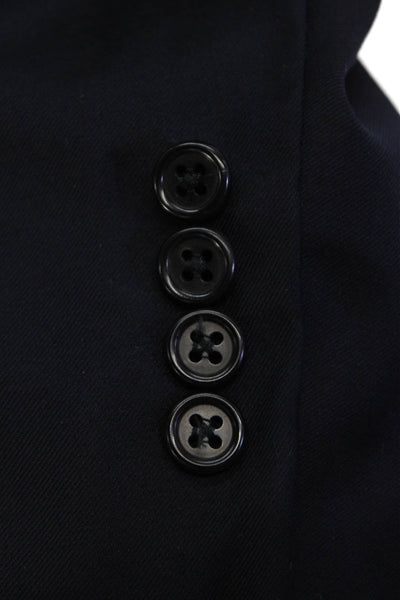 Hickey Freeman Mens Dark Blue Classic Solid Collared Button Suit Jacket Size 42
