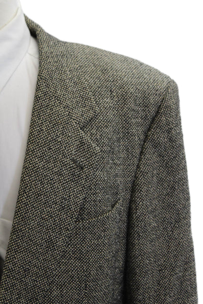 Boss Hugo Boss Men Gray Herringbone Wool Sport Coat Button Collared Size 42