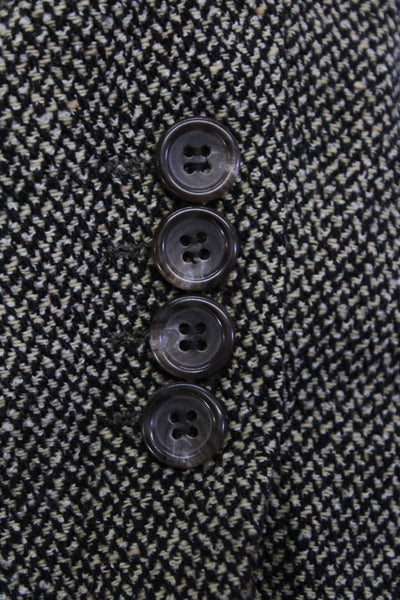 Boss Hugo Boss Men Gray Herringbone Wool Sport Coat Button Collared Size 42
