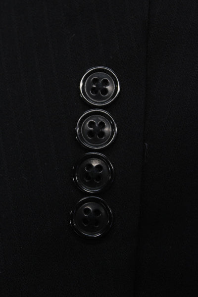 Calvin Klein Mens Black Striped Wool Suit Jacket Button Collared Size 40